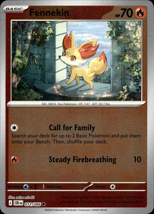 POKEMON FENNEKIN 011/086 CHAOS RISING  REVERSE HOLO LP