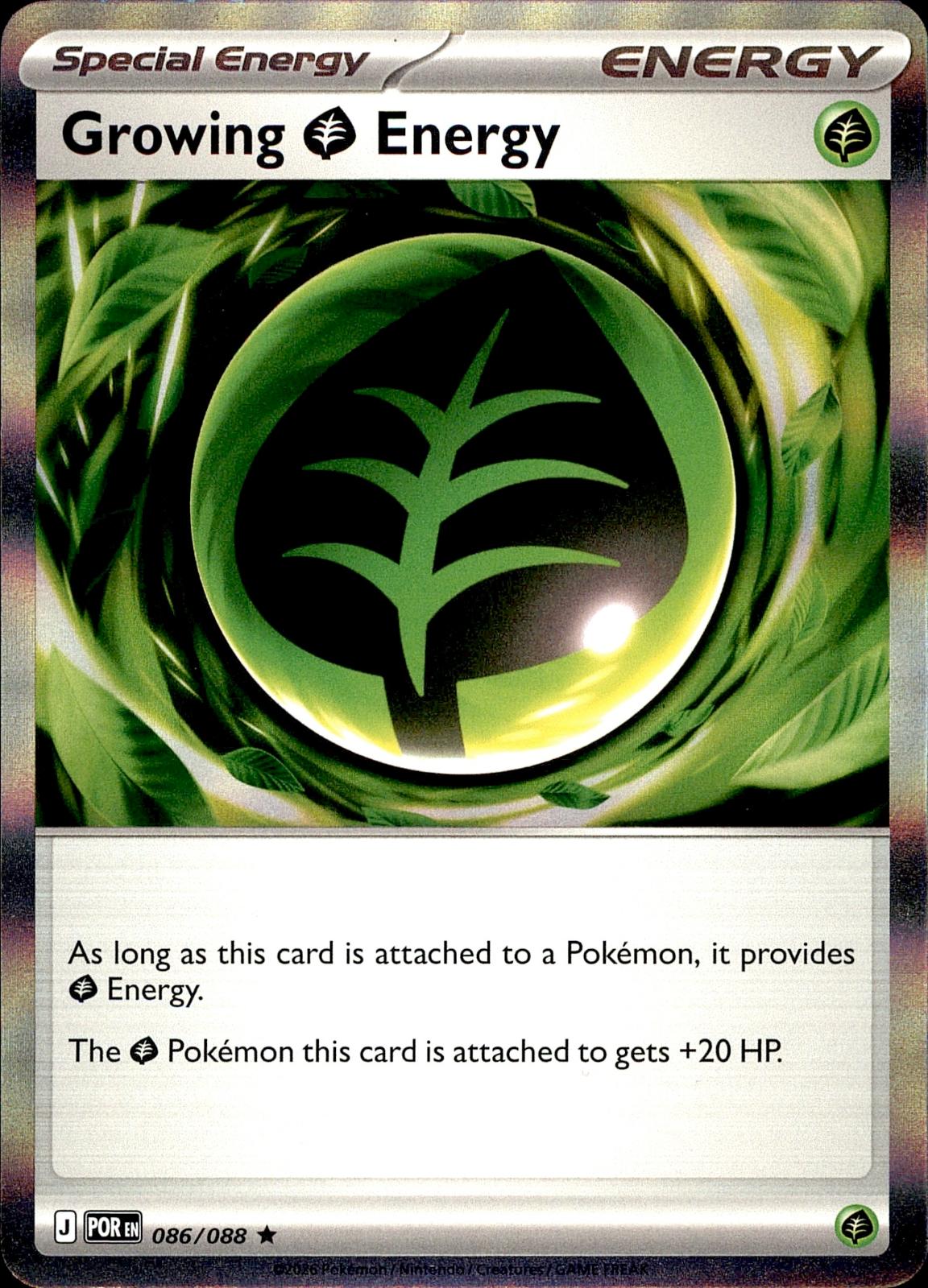 POKEMON GROWING GRASS ENERGY 086/088 PERFECT ORDER  HOLO LP