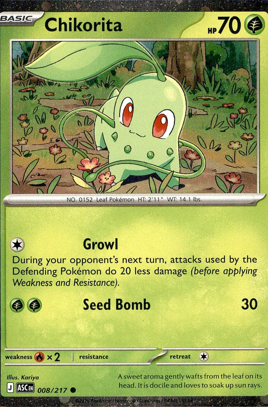 POKEMON CHIKORITA (COSMOS HOLO) 008/217 MISCELLANEOUS CARDS & PRODUCTS  LP
