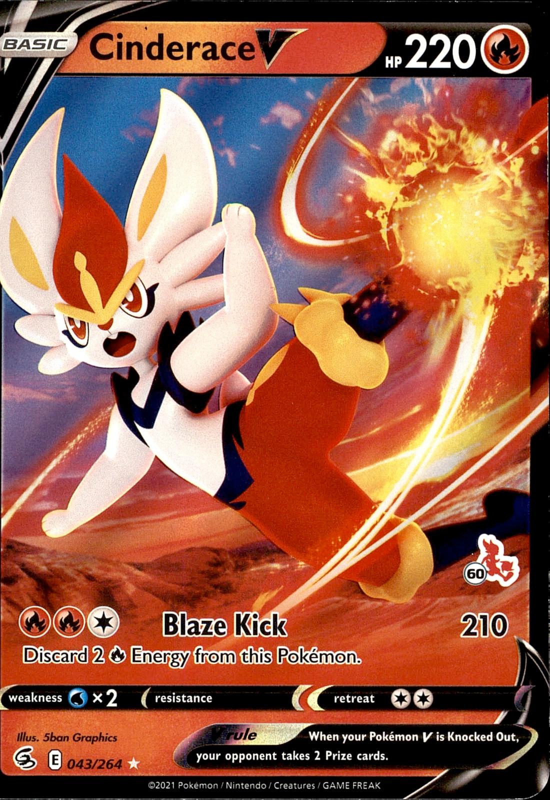 POKEMON CINDERACE V 043 FUSION STRIKE 264 HOLO V  LP