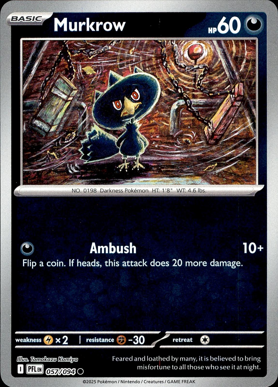 POKEMON MURKROW 057 PHANTASMAL FLAMES 094  REVERSE HOLO LP