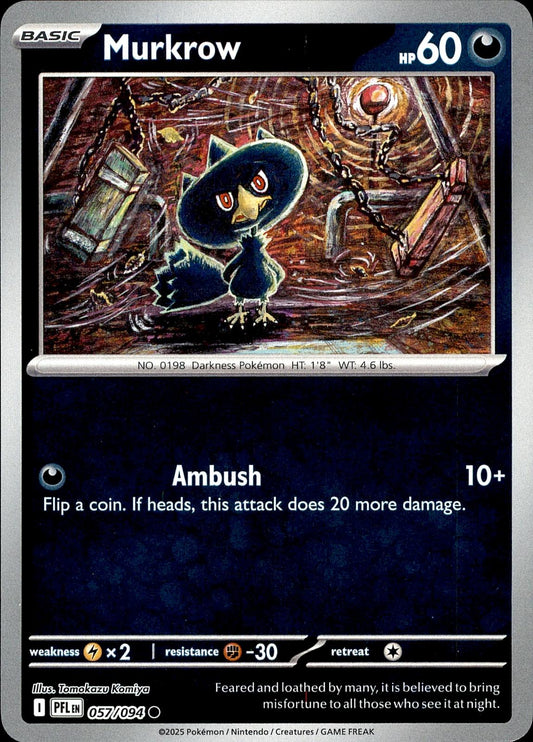 POKEMON MURKROW 057 PHANTASMAL FLAMES 094  REVERSE HOLO LP