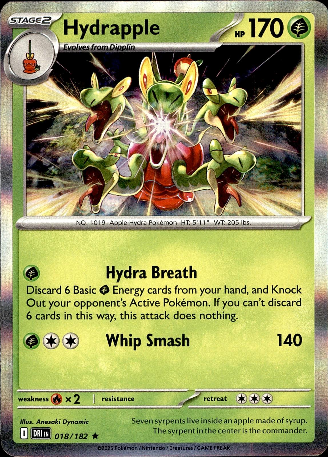 POKEMON HYDRAPPLE 018 DESTINED RIVALS 182  HOLO LP