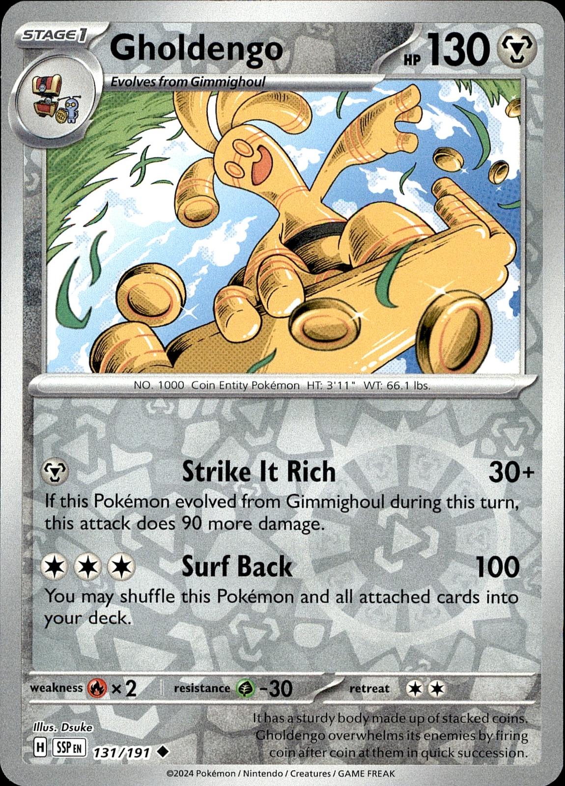 POKEMON GHOLDENGO 131 SURGING SPARKS 191  REVERSE HOLO LP
