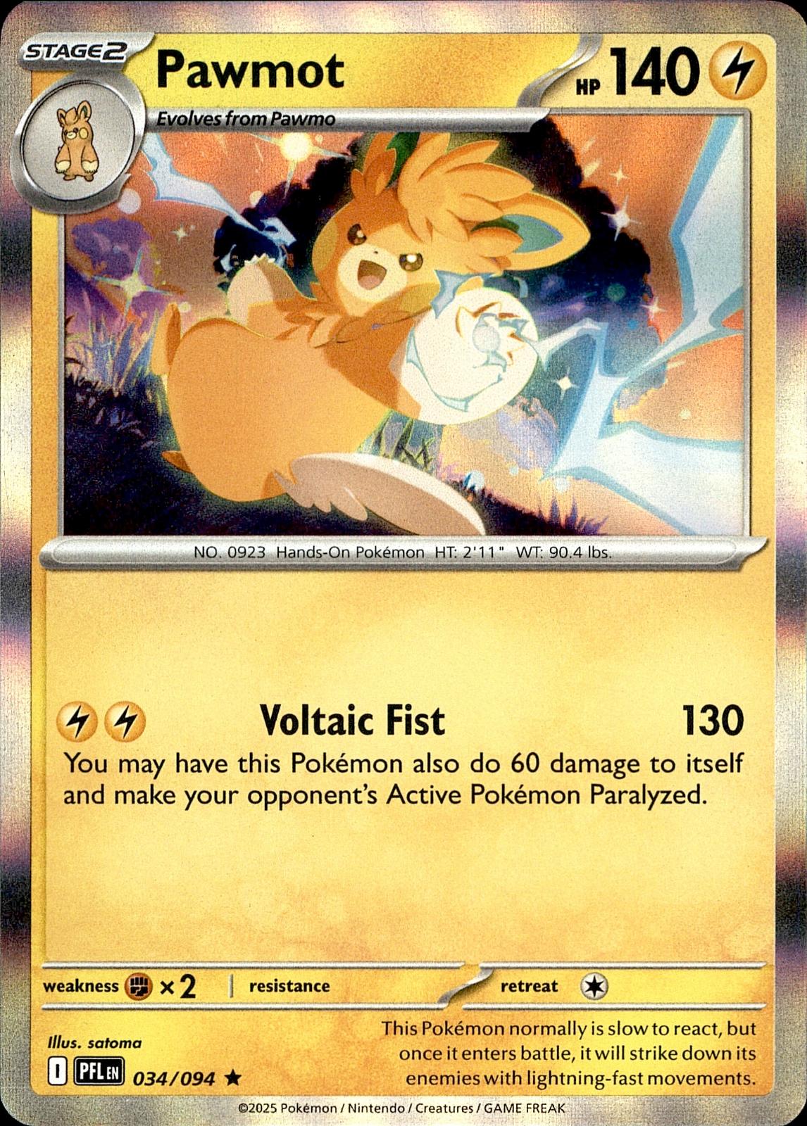 POKEMON PAWMOT 034 PHANTASMAL FLAMES 094  HOLO LP