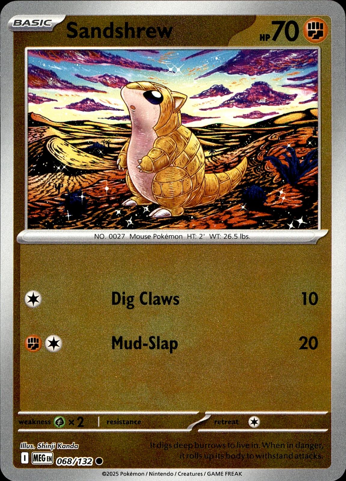POKEMON SANDSHREW 068 MEGA EVOLUTION 132  REVERSE HOLO LP