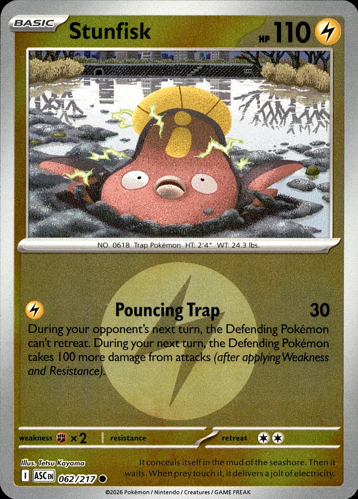 POKEMON STFISK (ENERGY SYMBOL PATTERN) 062/217 ASCENDED HEROES REVERSE HOLO LP