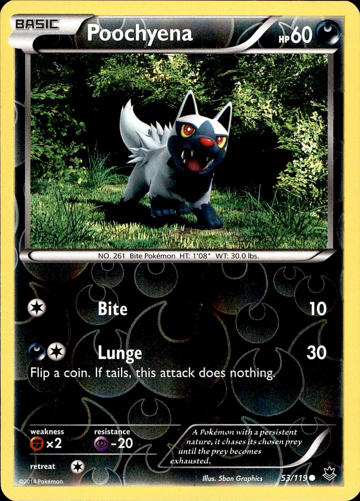 POKEMON POOCHYENA 53 PHANTOM FORCES 119  REVERSE HOLO LP