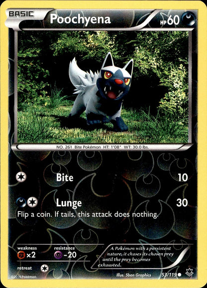 POKEMON POOCHYENA 53 PHANTOM FORCES 119  REVERSE HOLO LP