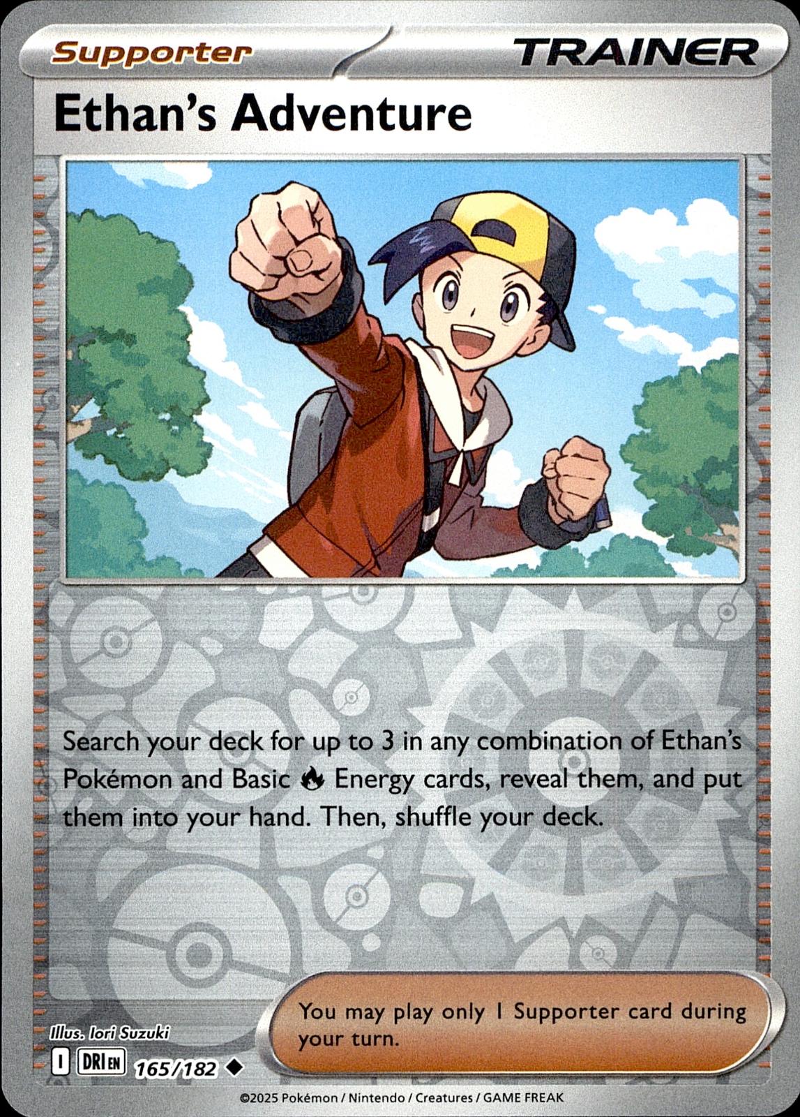 POKEMON ETHAN'S ADVENTURE 165 DESTINED RIVALS 182  REVERSE HOLO LP