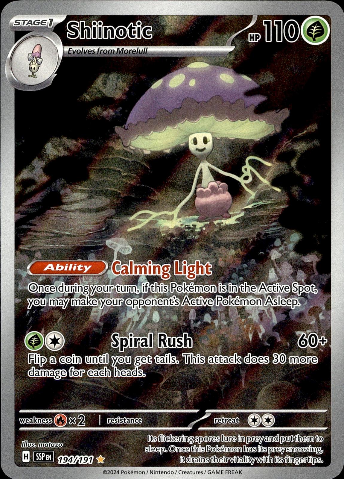 POKEMON SHIINOTIC 194 SURGING SPARKS 191 ILLUSTRATION  HOLO LP