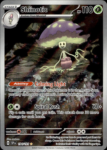POKEMON SHIINOTIC 194 SURGING SPARKS 191 ILLUSTRATION  HOLO LP