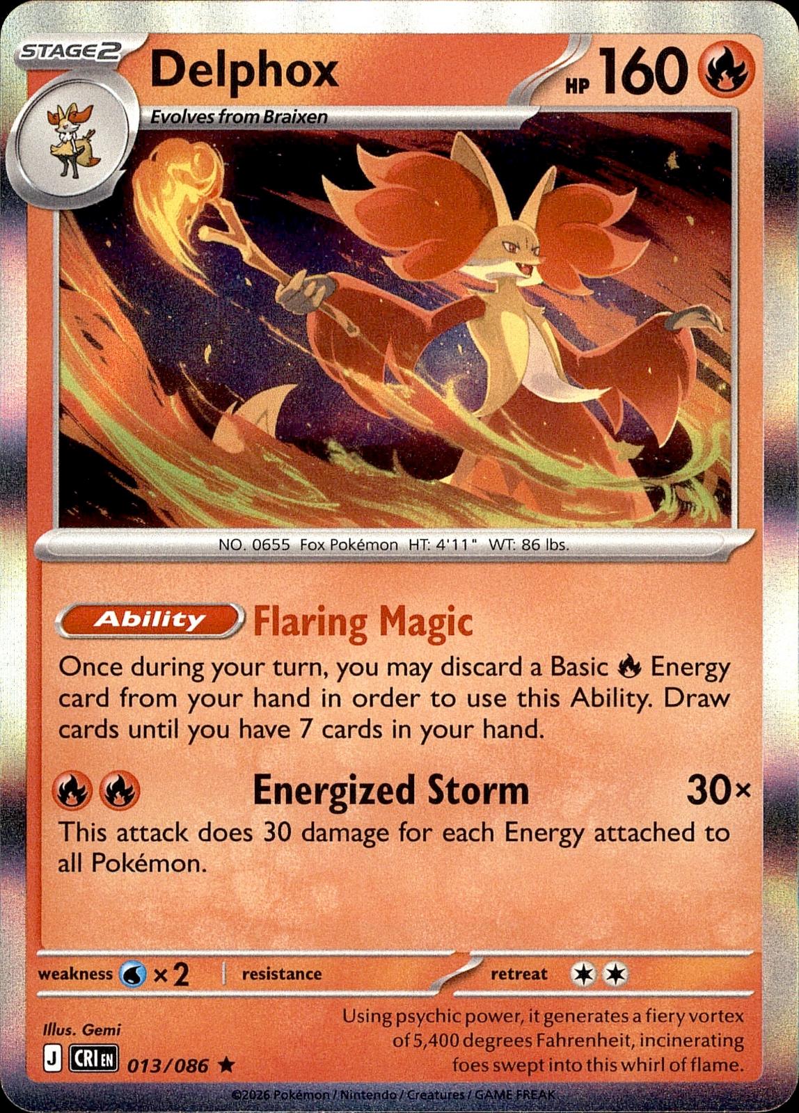 POKEMON DELPHOX 013/086 CHAOS RISING  HOLO LP