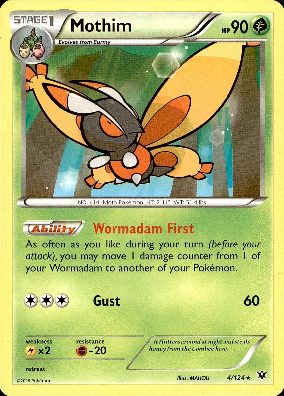 POKEMON MOTHIM 4 FATES COLLIDE 124  LP
