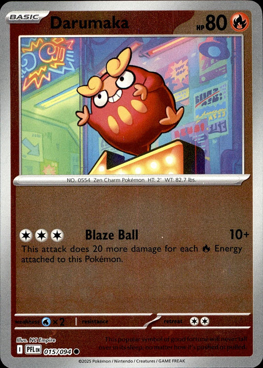 POKEMON DARUMAKA 015 PHANTASMAL FLAMES 094  REVERSE HOLO LP