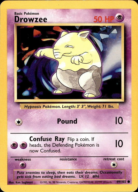POKEMON DROWZEE 49 BASE SET Unlimited 102  LP