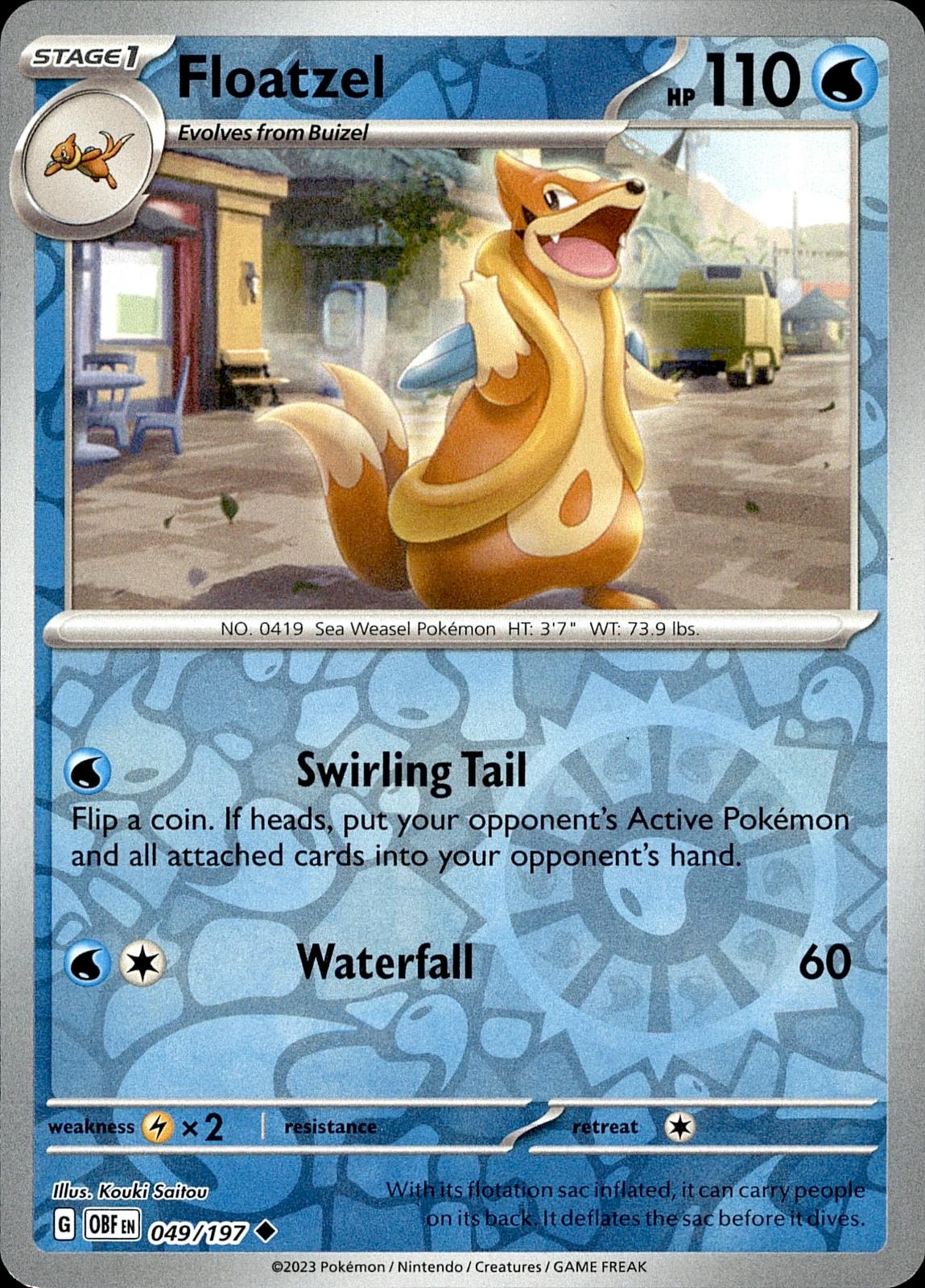 POKEMON FLOATZEL 049 OBSIDIAN FLAMES 197  REVERSE HOLO LP
