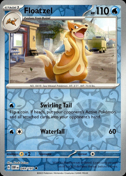 POKEMON FLOATZEL 049 OBSIDIAN FLAMES 197  REVERSE HOLO LP