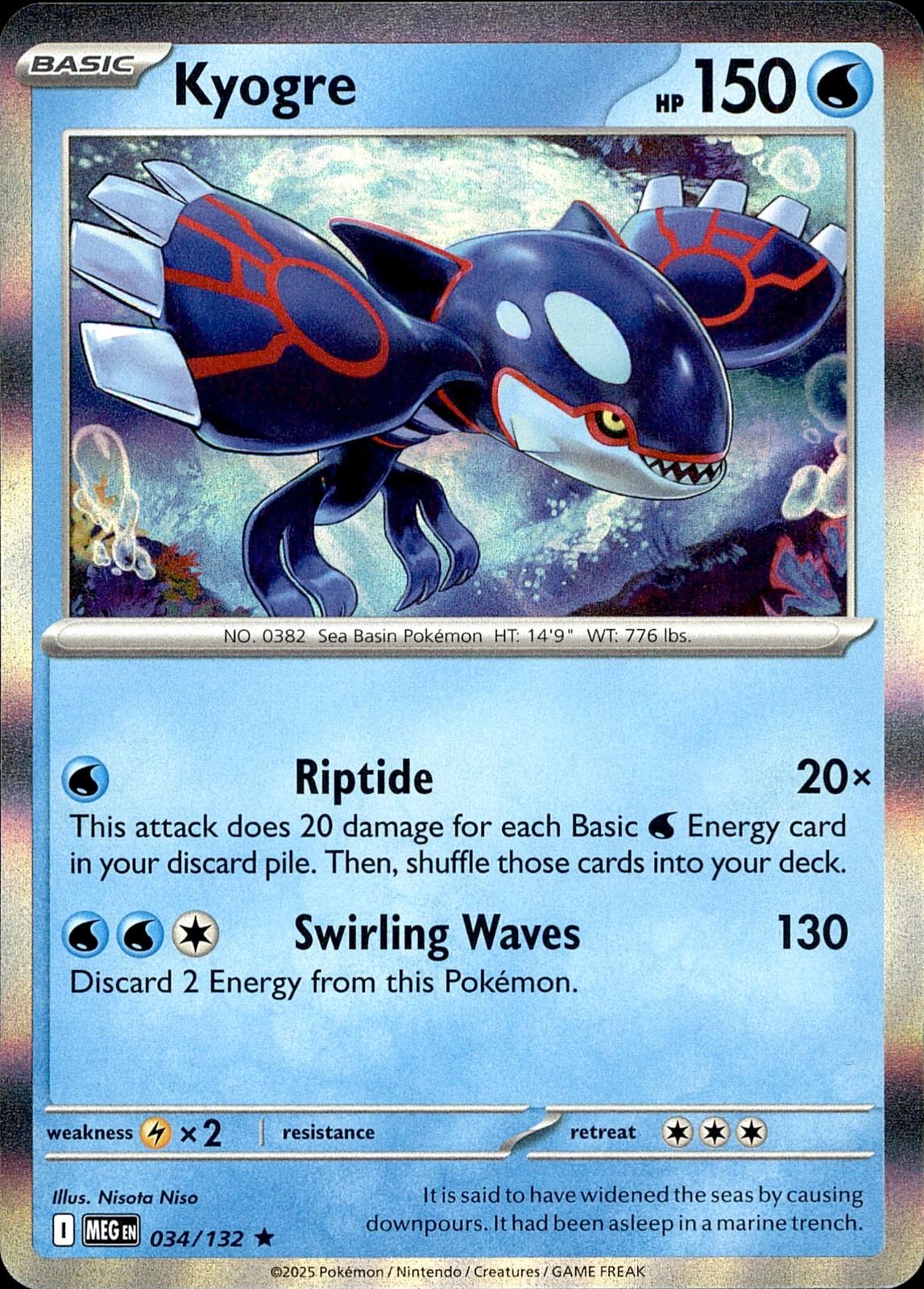 POKEMON KYOGRE 034 MEGA EVOLUTION 132  HOLO LP