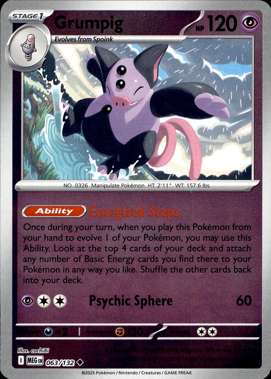 POKEMON GRUMPIG 063 MEGA EVOLUTION 132  REVERSE HOLO LP