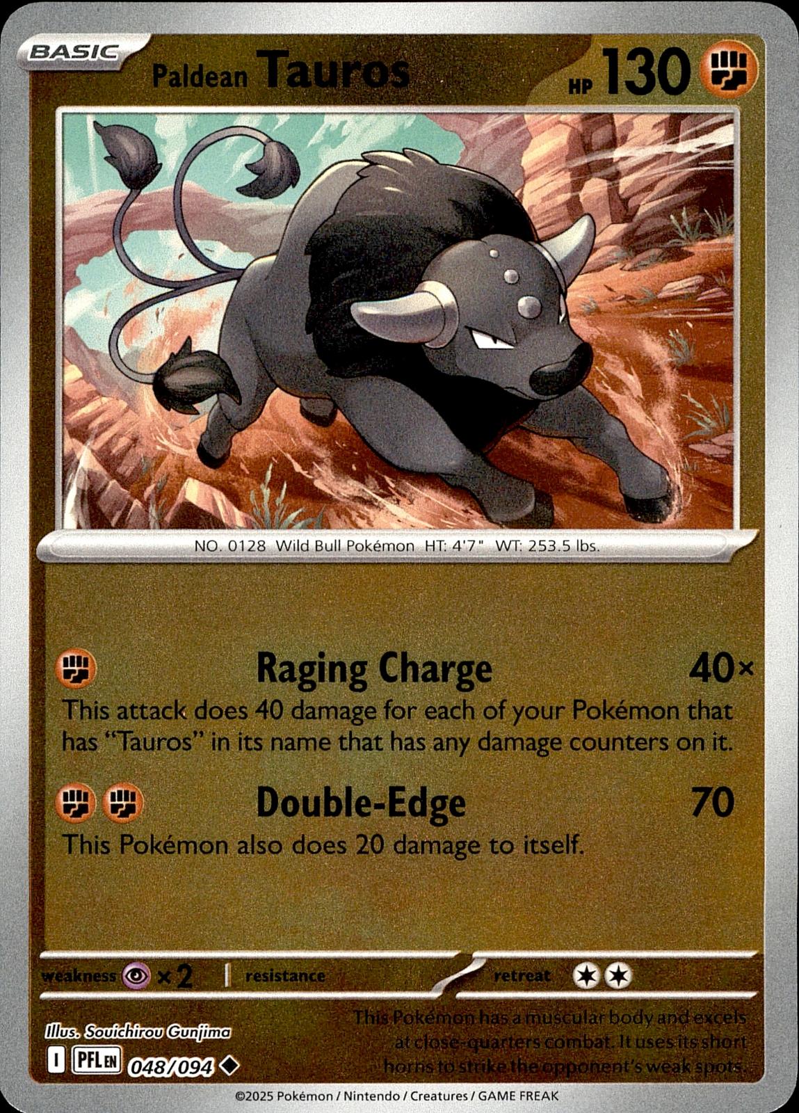 POKEMON PALDEAN TAUROS 048 PHANTASMAL FLAMES 094  REVERSE HOLO LP