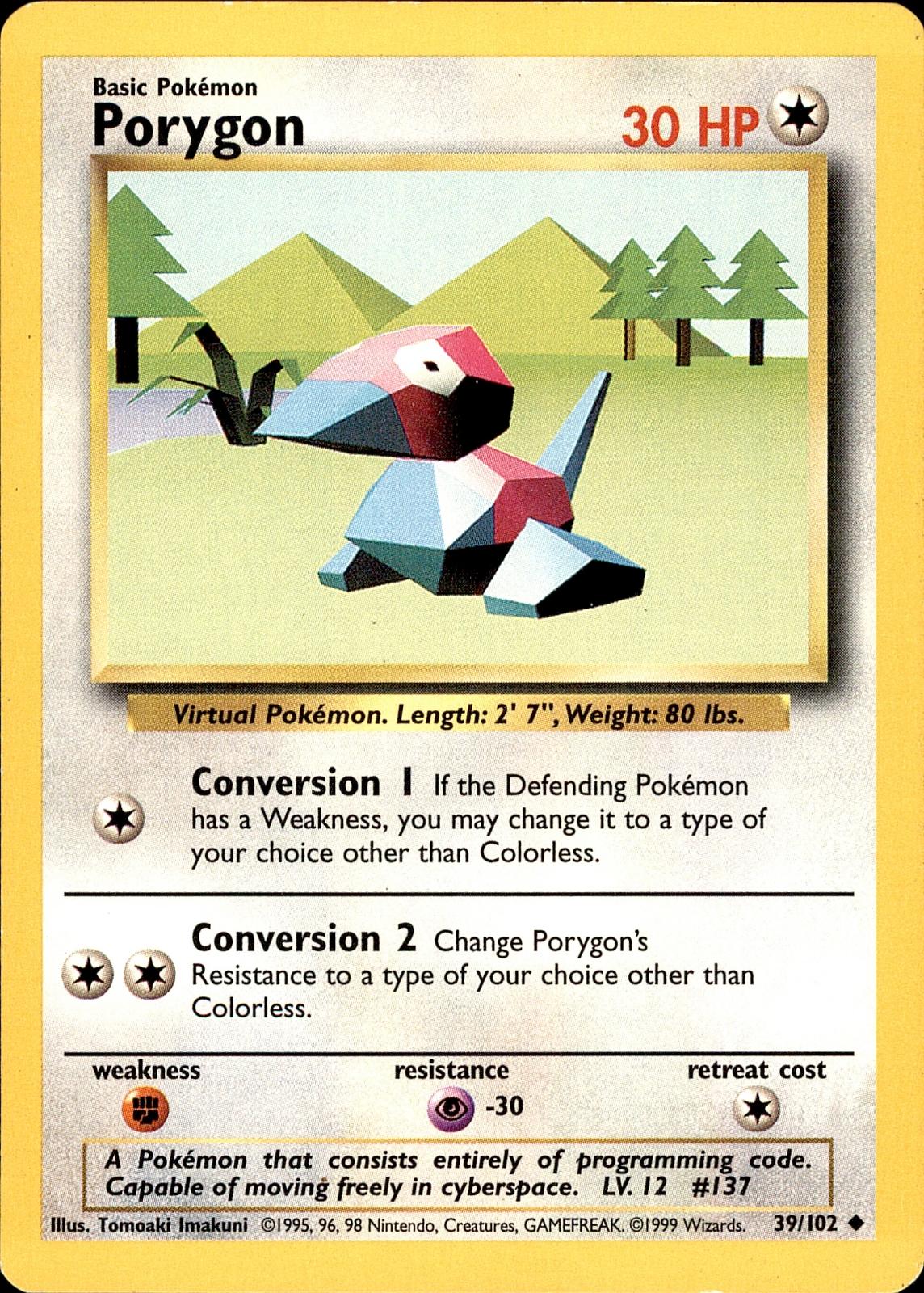 POKEMON PORYGON 39 BASE SET Unlimited 102  LP