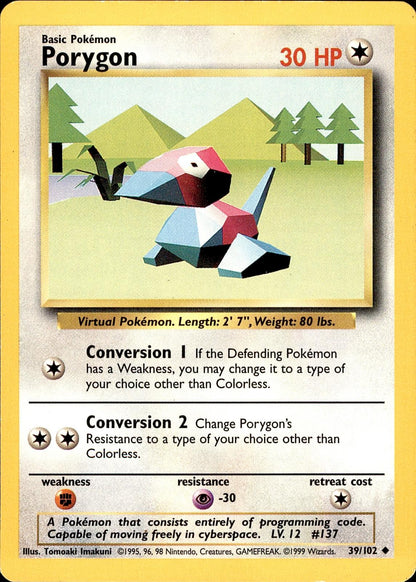POKEMON PORYGON 39 BASE SET Unlimited 102  LP