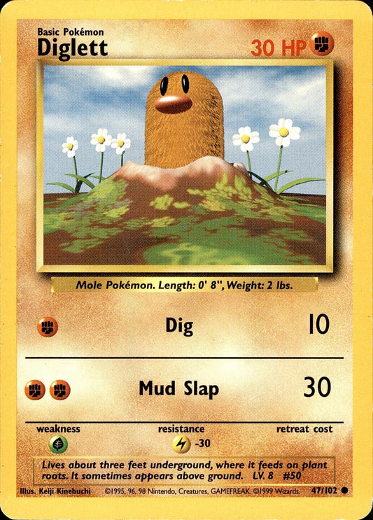 POKEMON DIGLETT 47 BASE SET Unlimited 102  LP