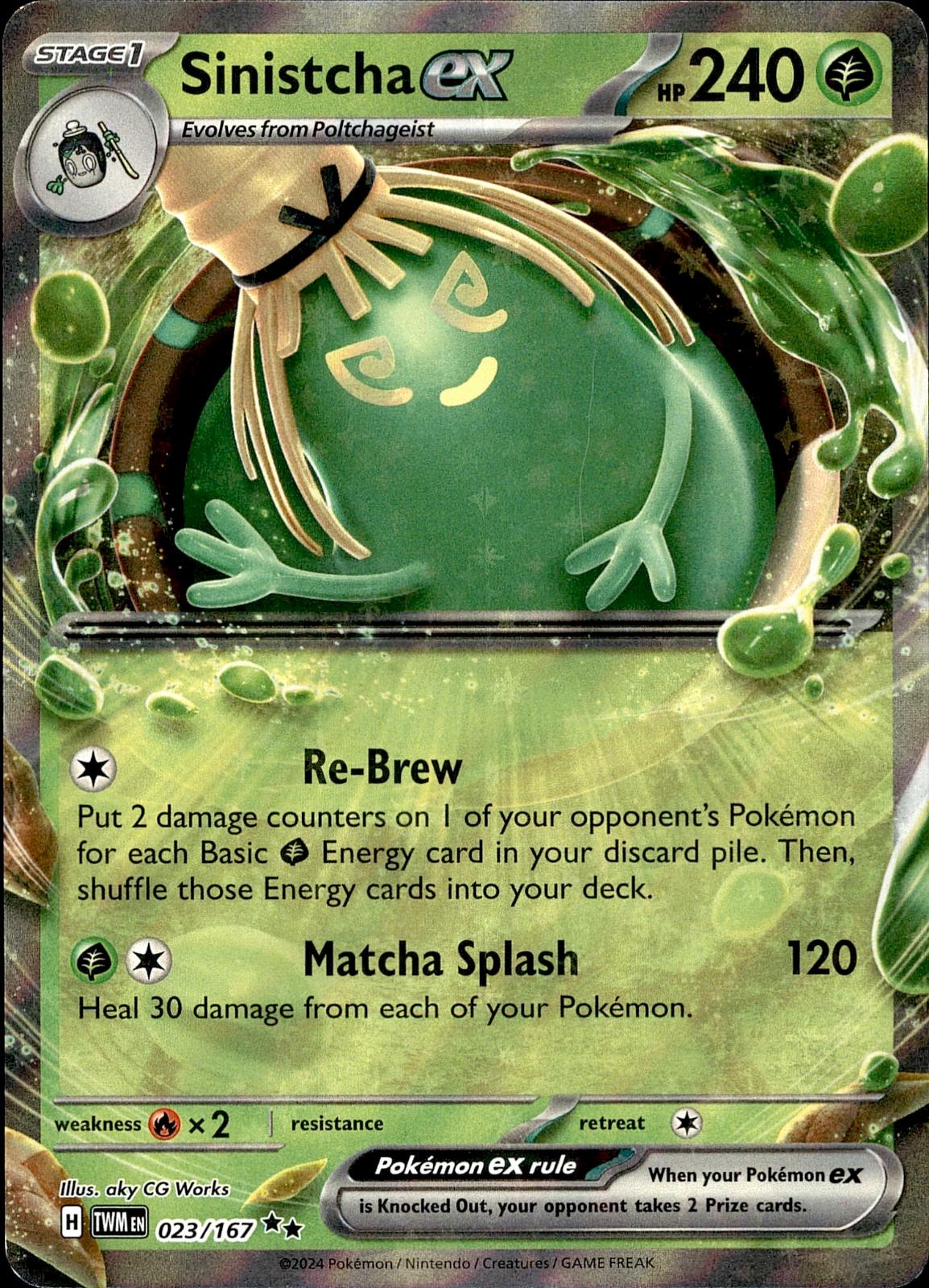 POKEMON SINISTCHA EX 023 TWILIGHT MASQUERADE 167 DOUBLE  HOLO LP