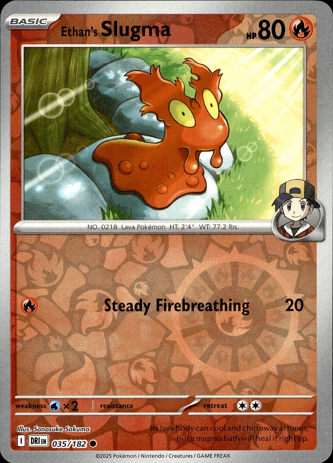POKEMON ETHAN'S SLUGMA 035 DESTINED RIVALS 182  REVERSE HOLO LP