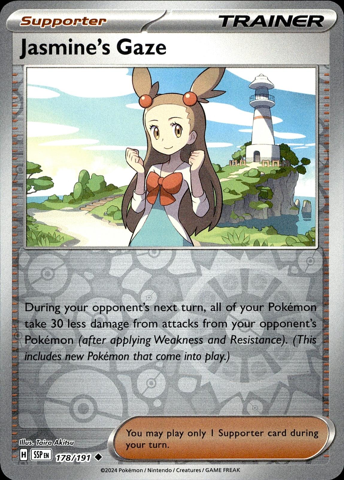 POKEMON JASMINE'S GAZE 178 SURGING SPARKS 191  REVERSE HOLO LP