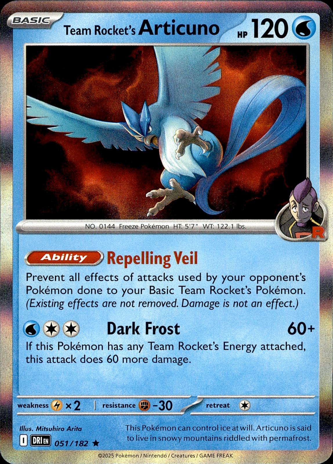 POKEMON TEAM ROCKET'S ARTICO 051 DESTINED RIVALS 182  HOLO LP