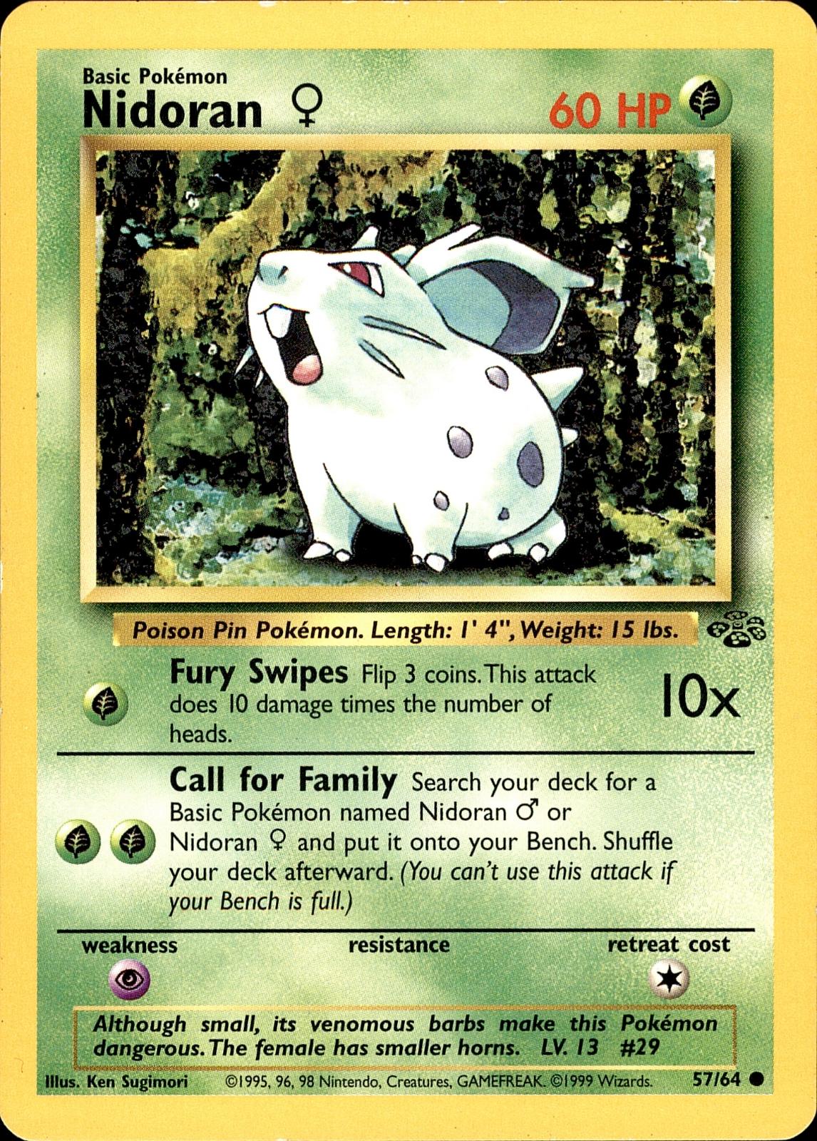 POKEMON NIDORAN F 57 Jungle 64  Unlimited LP