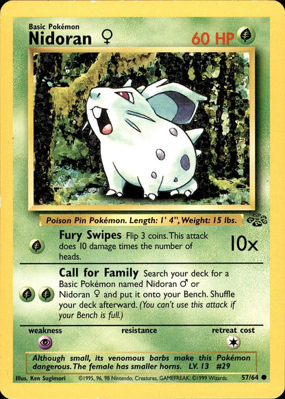 POKEMON NIDORAN F 57 Jungle 64  Unlimited LP