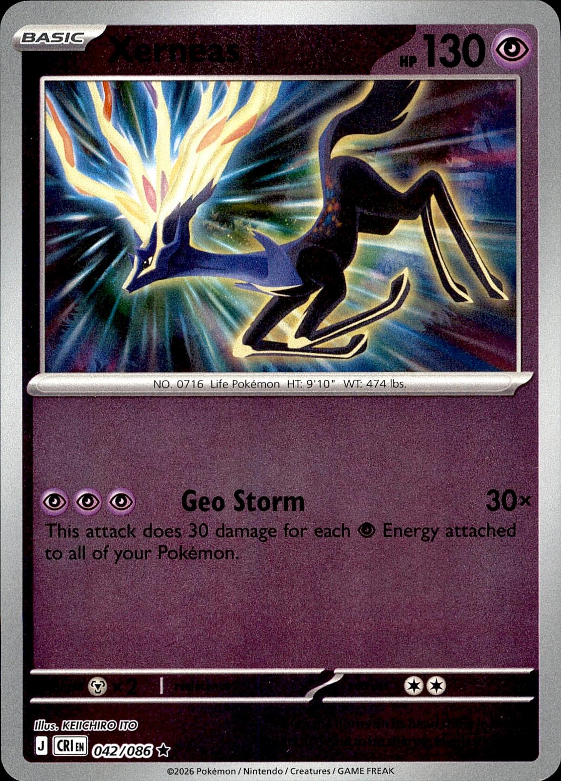 POKEMON XERNEAS 042/086 CHAOS RISING  REVERSE HOLO LP