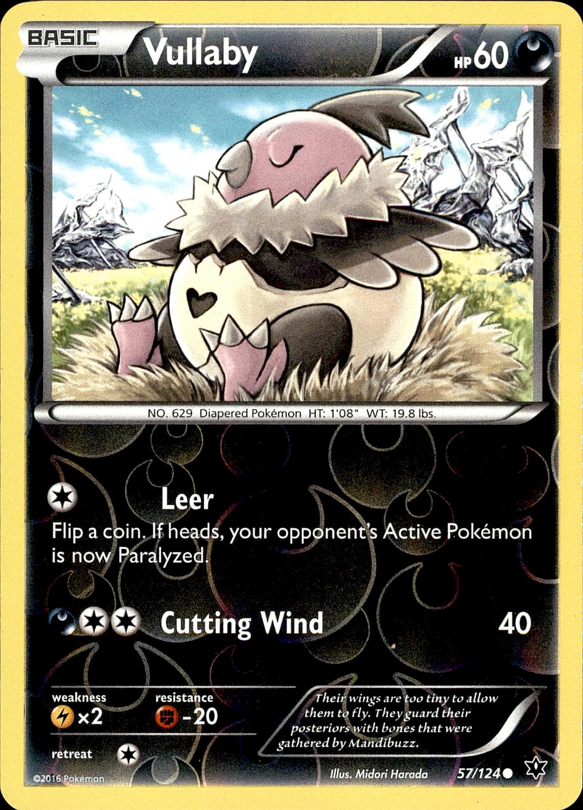 POKEMON VULLABY 57 FATES COLLIDE 124  REVERSE HOLO LP