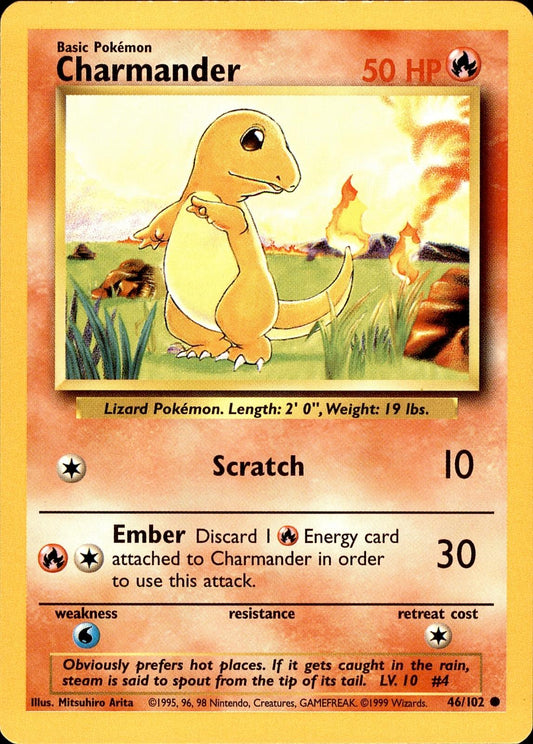 POKEMON CHARMANDER 46 BASE SET Unlimited 102  LP