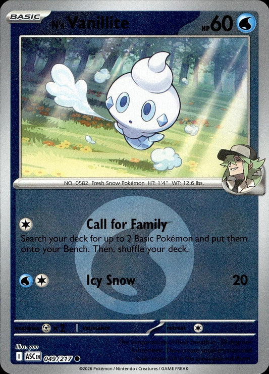 POKEMON N'S VANILLITE (ENERGY SYMBOL PATTERN) 049/217 ASCENDED HEROES HOLO LP