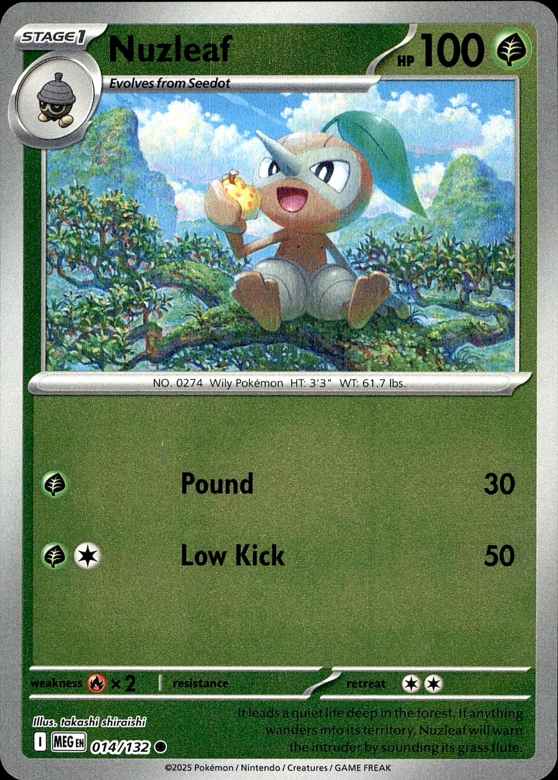 POKEMON NUZLEAF 014 MEGA EVOLUTION 132  REVERSE HOLO LP