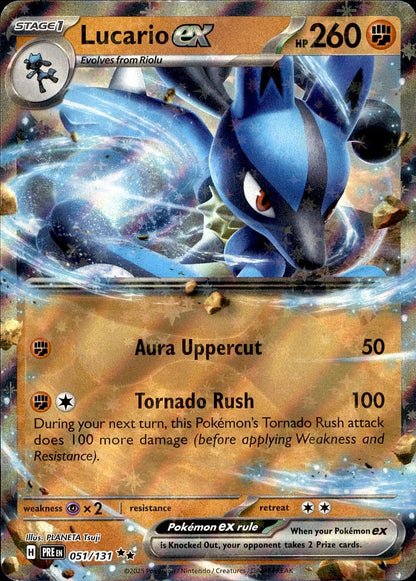 POKEMON LUCARIO EX 051 PRISMATIC EVOLUTIONS 131 HOLO DOUBLE  LP