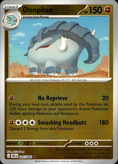 POKEMON DONPHAN 045/086 CHAOS RISING  REVERSE HOLO LP