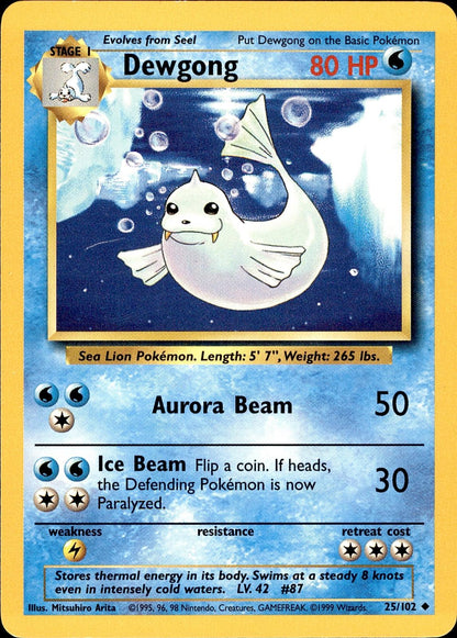 POKEMON DEWGONG 25 BASE SET Unlimited 102  LP
