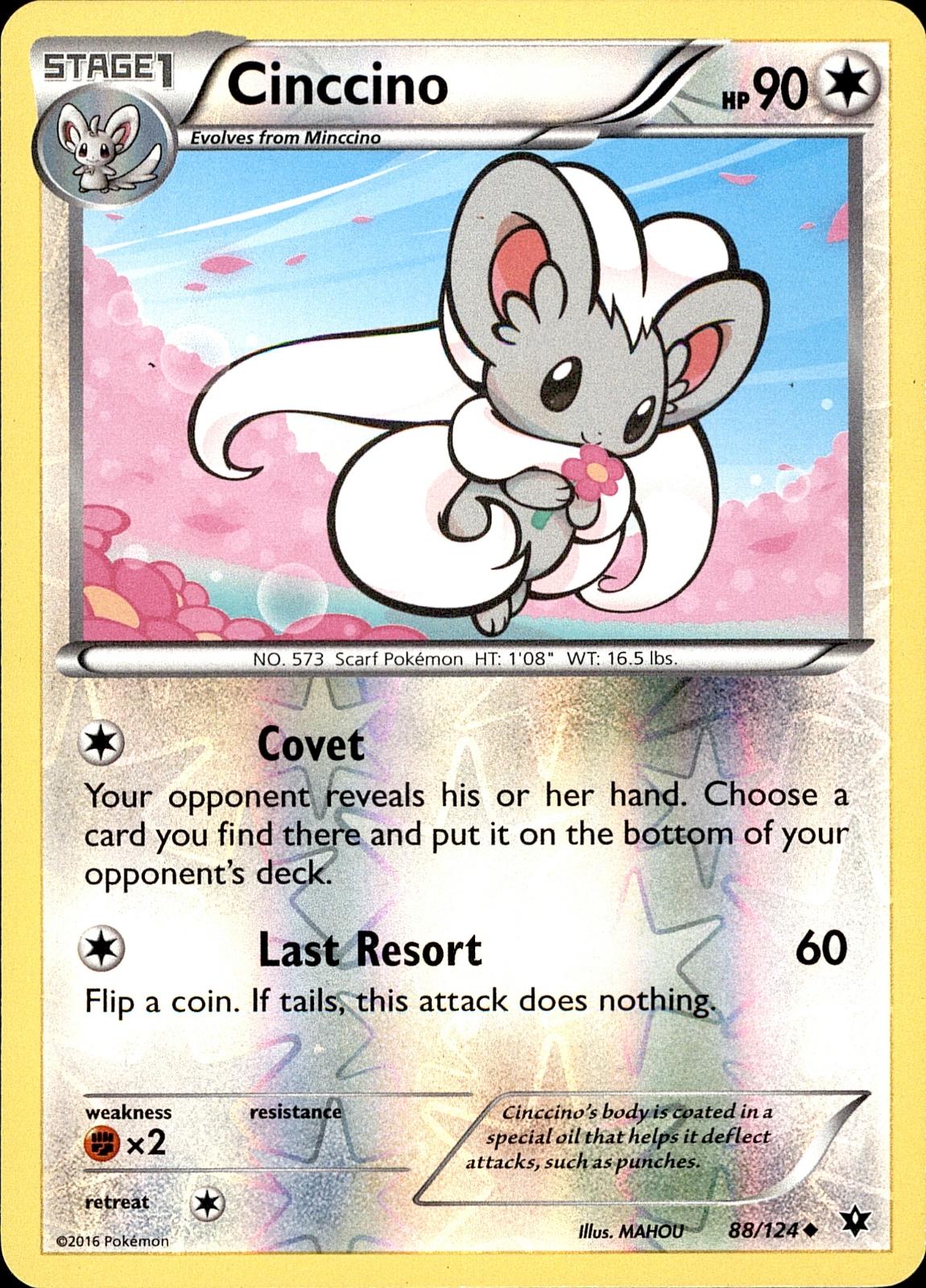 POKEMON CINCCINO 88 FATES COLLIDE 124  REVERSE HOLO LP