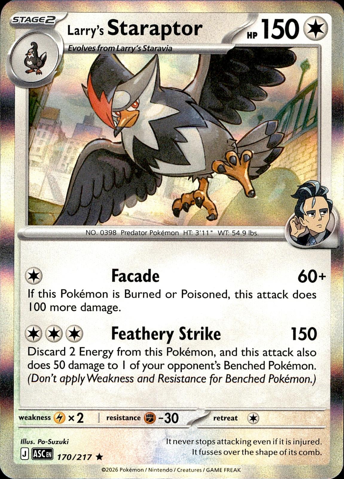 POKEMON LARRY'S STARAPTOR 170/217 ASCENDED HEROES  HOLO LP