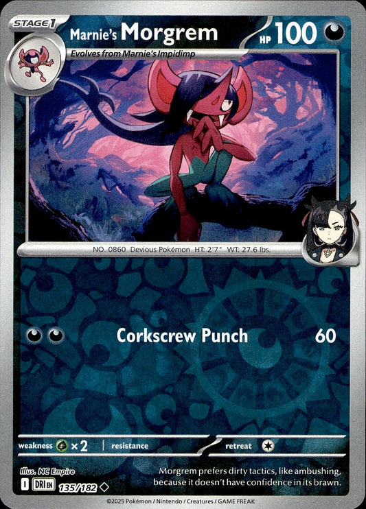 POKEMON MARNIE'S MORGREM 135 DESTINED RIVALS 182  REVERSE HOLO LP