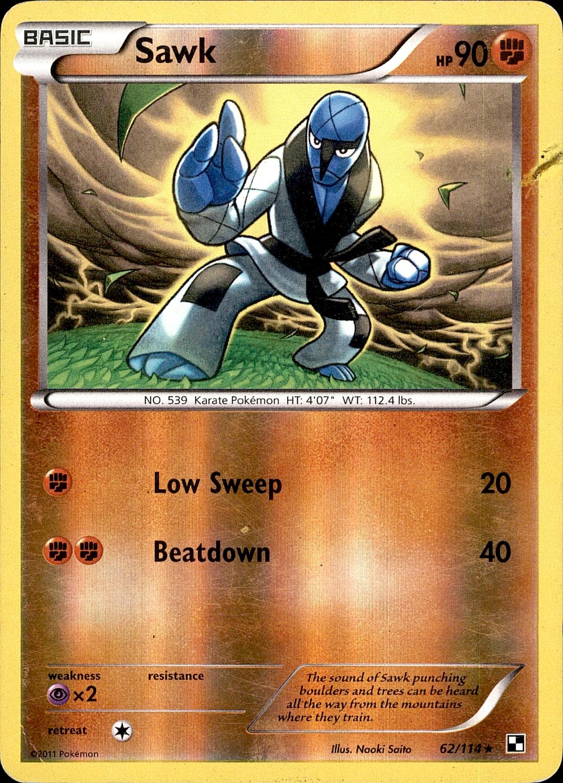 POKEMON SAWK 62 BLACK & WHITE 114  REVERSE HOLO LP