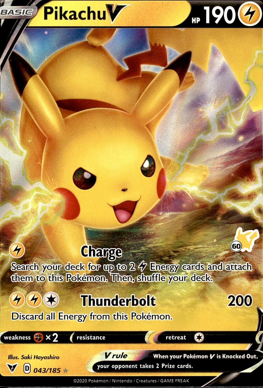 POKEMON PIKACHU V 043 VIVID VOLTAGE 185 HOLO V  LP