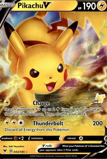 POKEMON PIKACHU V 043 VIVID VOLTAGE 185 HOLO V  LP