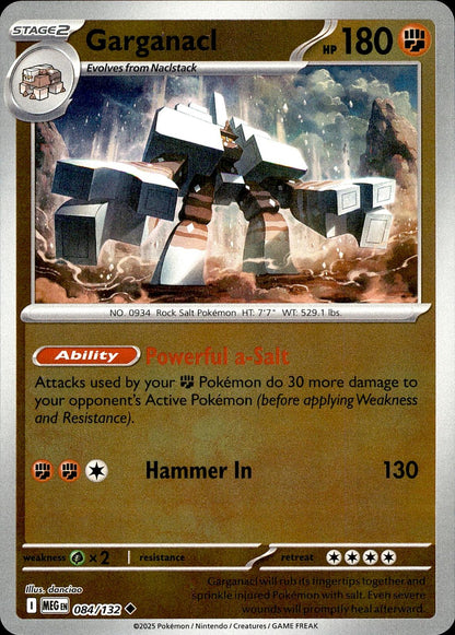POKEMON GARGANACL 084 MEGA EVOLUTION 132  REVERSE HOLO LP