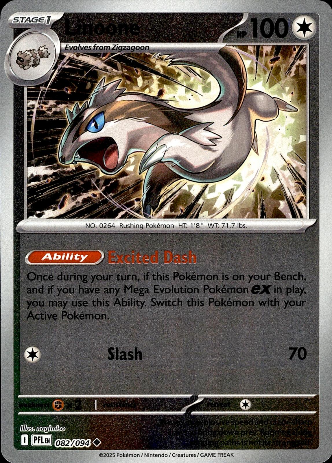POKEMON LINOONE 082 PHANTASMAL FLAMES 094  REVERSE HOLO LP